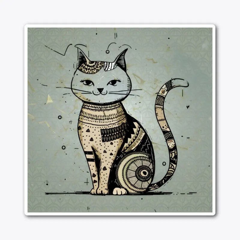 Whimsical Feline - Boho Minimalist Cat