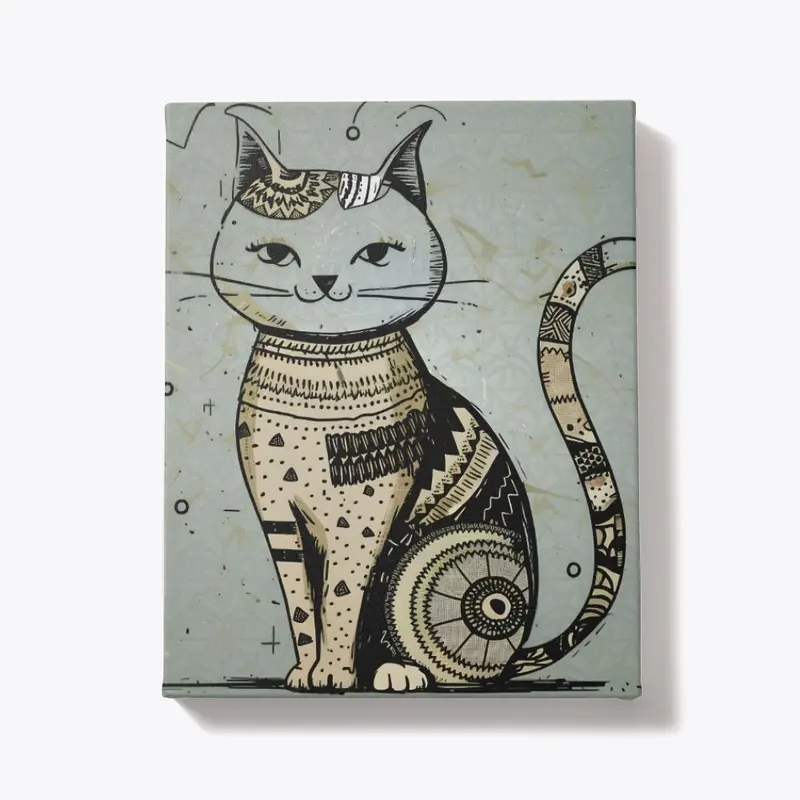 Whimsical Feline - Boho Minimalist Cat